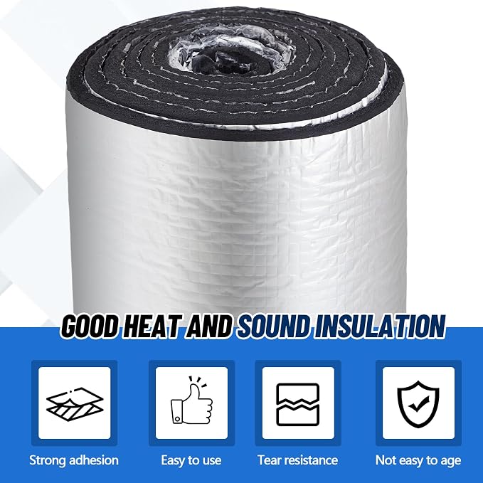 57" x 118" Thermal Sound Deadening (10mm 394mil) Automotive Heat Shield Reflective Insulation Mat Vehicle Car Truck SUV RV Engine Bay: Firewall Noise Reduce Heavy Duty Self-Adhesive DIY
