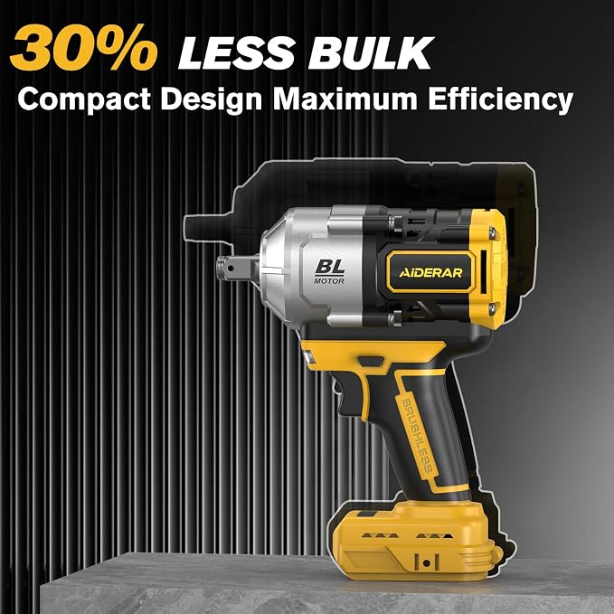 20V Cordless Impact Wrench for DeWalt Battery 1500Nm (1106 Ft-Lbs) | 1/2" Brushless Impact Gun, 3-Speed High Torque Power Tool for Tire Removal, Rusted Bolts, Heavy Equipment(No Battery)