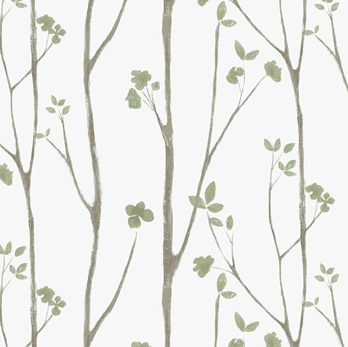 Timeet Peel and Stick Wallpaper Green Leaf Wall Paper Boho Floral Contact Paper Self Adhesive Removable Eco-Friendly Decoral for Bedroom Bathroom Vinyl Film 16.14"x78.7"