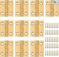 10PCS Mini Solid Brass Hinge Jewelry Box Cabinet Drawer Butt Hinge 1 Inch Small Hinges for Wooden Box with Screws
