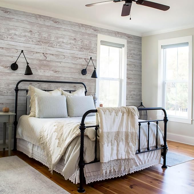 Heroad Contact Paper Peel and Stick Wallpaper Wood Grain Contact Paper for Cabinets Countertop Waterproof Removable Wallpaper Self Adhesive Decorative Shiplap Papel Tapiz para Pared 23.6''x118''