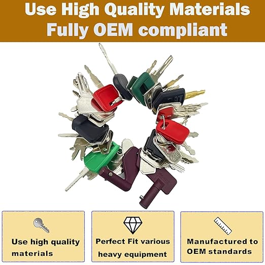 39 Heavy Equipment Keys Master Set, Construction Machine Operator Ignition Key Set for Caterpillar Bobcat JD Case JLG JCB Volvo Hyster Ford New Holland Yanmar Takeuchi Kubota Komatsu Toyota Hitachi