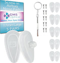 GMS Optical Comfort Line - 8mm/17mm Large Length - Air Bag Screw-in Soft Silicone Nose Pads for Glasses, Sunglasses, Glasses Repair Kit with Screws, Keep Glasses from Sliding (5 Pair)