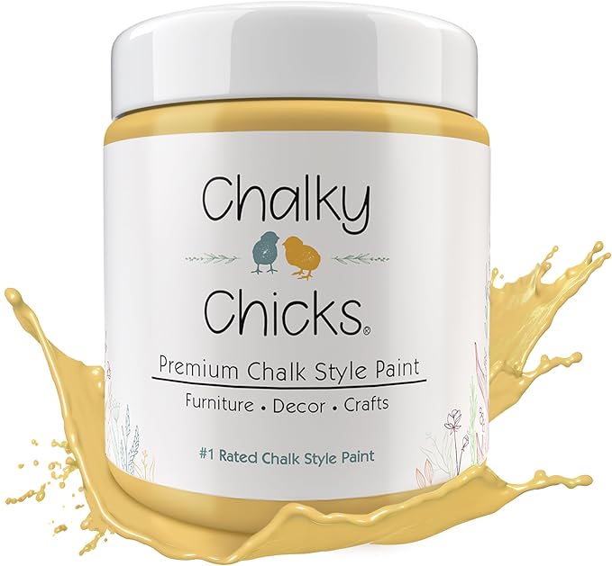 Chalky Chicks 32 Fl Oz Matte Tuscany (Yellow) Chalk Paint for Furniture Without Sanding - No Prep Furniture Paint No Sanding All in One for Crafts, Wood, Walls, Cabinet, Metal, Dresser