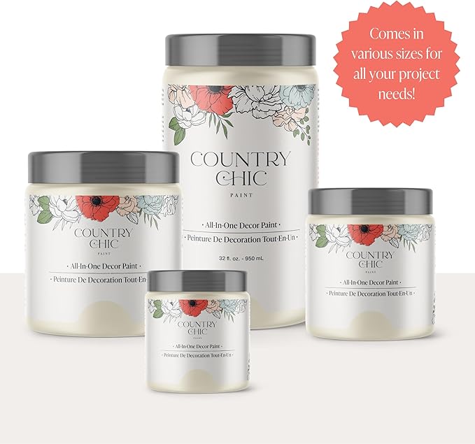 Country Chic All-in-One Chalk Paint for Furniture, Cabinets, Home Decor, Eco-Friendly, Matte Finish, Built-In Primer & Top Coat for Wood, Metal - Soiree (Beige Taupe) - 4 oz (118 ml)