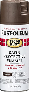 Rust-Oleum 241239 Stops Rust Spray Paint, 12 oz, Satin Dark Brown