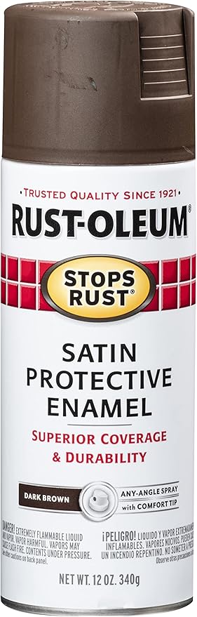 Rust-Oleum 241239 Stops Rust Spray Paint, 12 oz, Satin Dark Brown