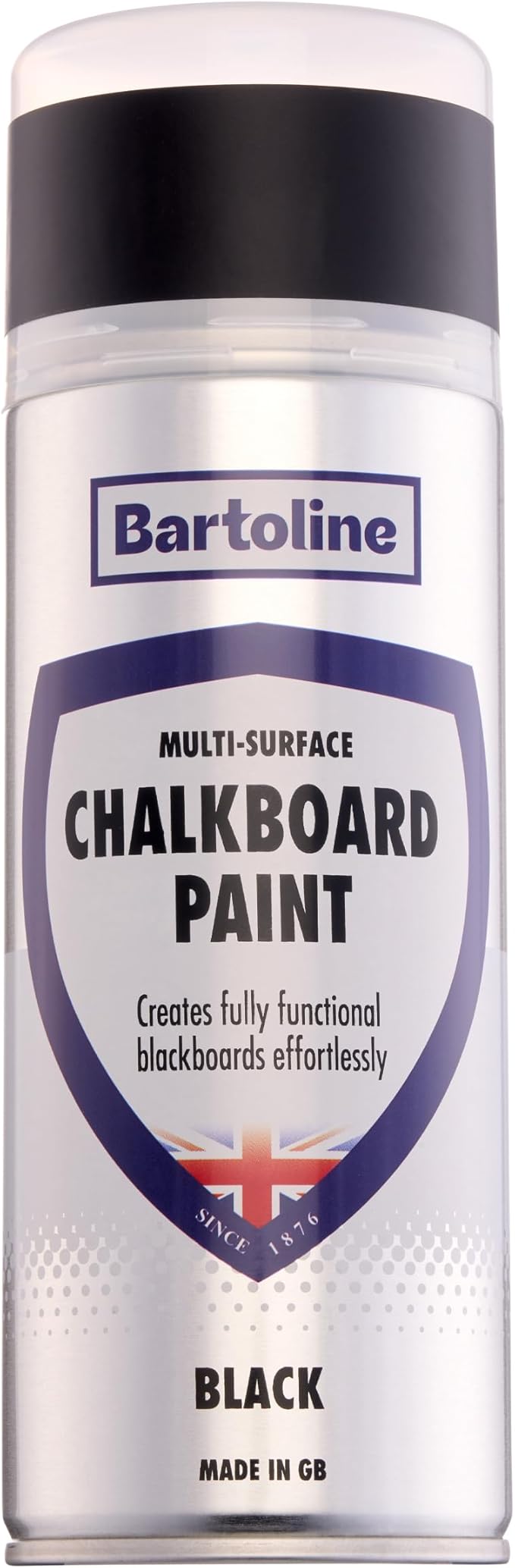 Bartoline Chalkboard Spray Paint, Black, 13.5 oz - Matt Finish Writable & Wipeable Multi-Surface Coating for Walls, Furniture, Signs & Crafts - DIY Chalk Marking Board - 400 ml