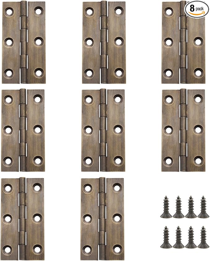 8 Pcs 32mmx62mm / 1.26" x 2.44" Bronze Mini Hinges, 2.5 Inch Solid Brass Folding Butt Hinge, Cabinet Hinge for Jewelry Box, Drawer Cabinet Furniture