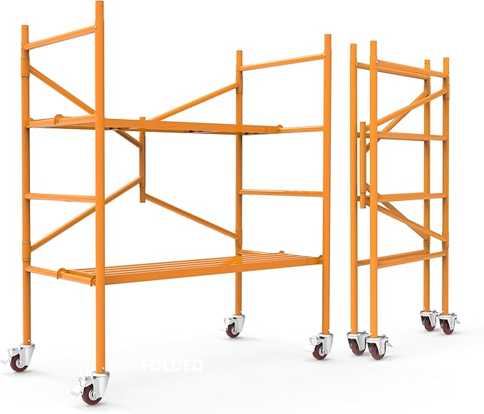 Rolling Scaffold Platform with Locking Wheels, 800 LBS Capacity Heavy Duty Baker Style Scaffolding for Construction, Building Renovation, Roofing, Painting