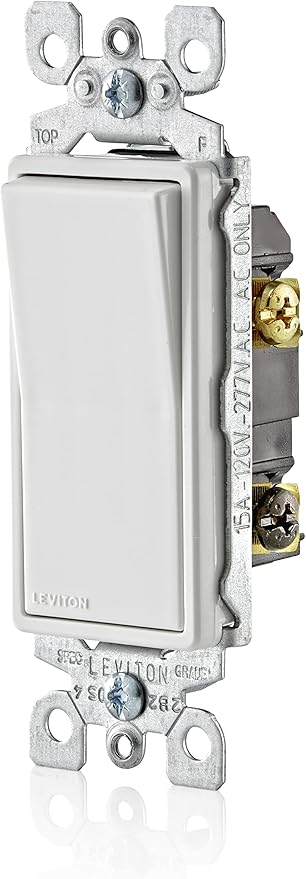 Leviton Antimicrobial 15 Amp 120/277V Decora Rocker 3-Way AC Quiet Switch, 5603-2AW, White (Pack of 2)
