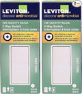 Leviton Antimicrobial 15 Amp 120/277V Decora Rocker 3-Way AC Quiet Switch, 5603-2AW, White (Pack of 2)