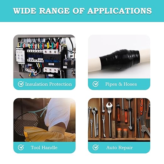 Self Fusing Silicone Tape 1 in x 16.4' Black Waterproof Rubber Leak Proof Sealing Silicone Rubber Self-amalgamating Tape for Emergency Hot and Cold Water Pipe Repairs and Tool Fixation