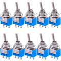 Taiss 10pcs SPDT Mini Toggle Switch 3-Pin 2 Position ON/ON Miniature Toggle Switches 6A 125V AC MTS-102