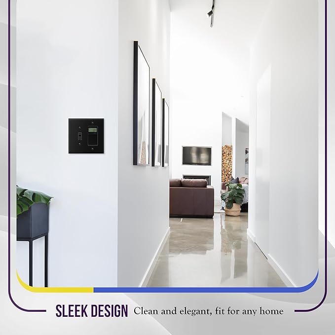 ENERLITES Combination Toggle Light Switch/Decorator Light Switch Plate, Double Switch Wall Plate, Mid-Size 2-Gang 4.88" x 4.92", Polycarbonate Thermoplastic, 881131M-BK, Black