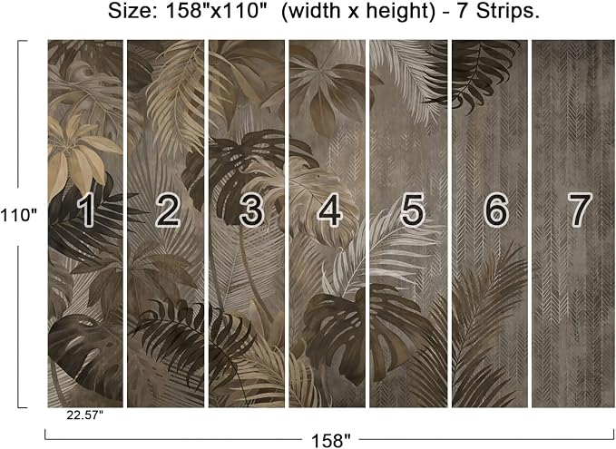 Cliouar-Turtle Backed Bamboo Plantain Leaf Plant Wall Mural Wallpaper for Bedroom Living Room 158" x 110" (Not Peel and Stick)