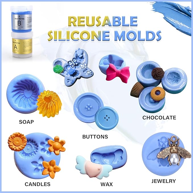 DecorRom Silicone Putty - 7/8 LB Flexible Silicone Mold Making Kit - Easy 1:1 Mixing Ratio - Fast Cured - Reusable Molds for Resin, Soap, Wax, Jewelry Making, 3D Printing, Art Restoration