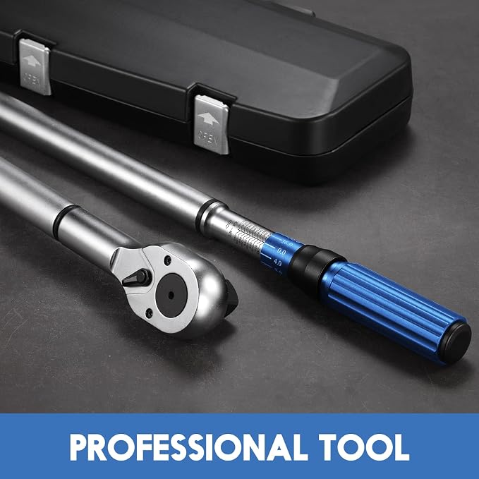 BULLTOOLS 1-Inch Drive Click Torque Wrench, Dual-Scale Adjustable Torque Wrench Set with a Hex Key 200-1000ft.lb / 271-1356.7Nm