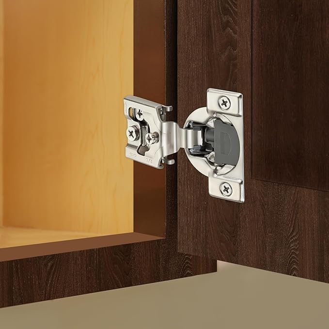 30 Pack (15 Pairs) 3/4" Overlay Soft Close Cabinet Hinges, Satin Nickel Stainless Steel Concealed Hinges with 3D Self-Closing for Face Frame Doors & Kitchens