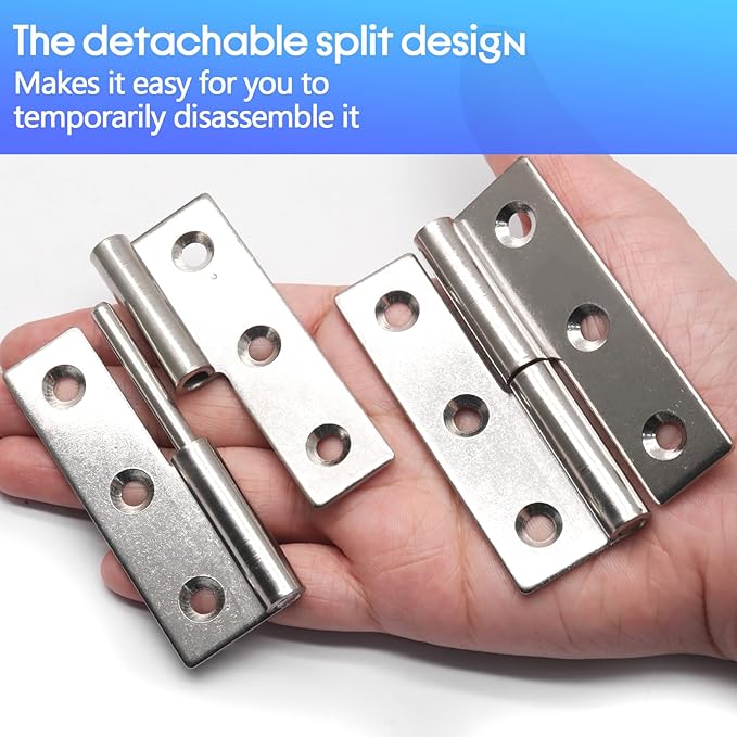 Bonsicoky 2 Pcs Stainless Steel Left Lift-Off Hinges, 3 Inch Detachable Slip Joint Small Flag Hinges with Screws