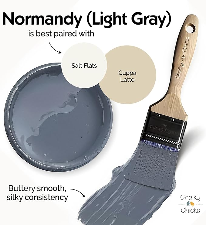 Chalky Chicks 32 Fl Oz Matte Steel (Blue Gray) Chalk Paint for Furniture Without Sanding - No Prep Furniture Paint No Sanding All in One for Crafts, Wood, Walls, Cabinet, Metal, Dresser, Farmhouse