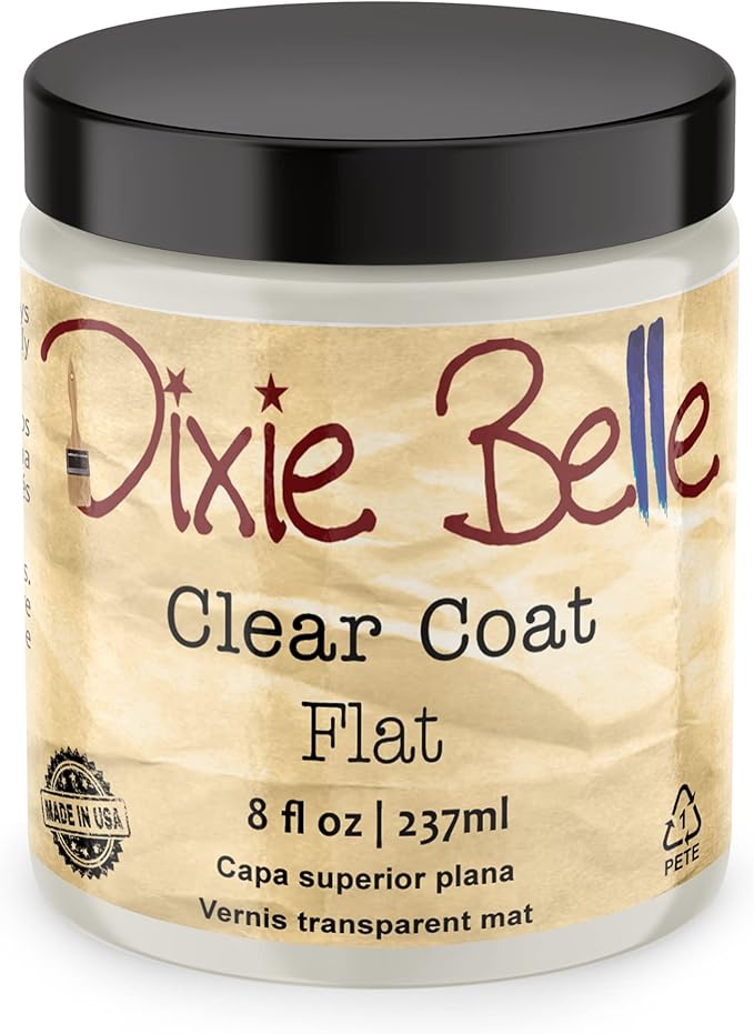 Dixie Belle Paint Company | Clear Coat | Polyacrylic Topcoat | Chalk-Friendly Furniture Paint Finish | Flat, 8 Fl Oz (Pack of 1)