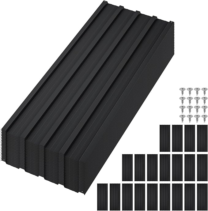 GarveeLife Metal Roofing Panels - 20Pcs Corrugated Galvanized Roof Panels for Carport Waterproof Siding Panels for Outdoor House, 42.52 in x 16.8 in