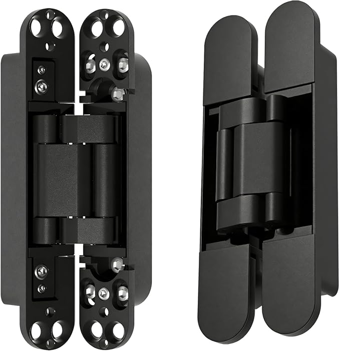 Hidden Door Hinge, 2 Pcs, Rotating Silent Design - Concealed Invisible Hinges Perfect for Invisible, Secret & Bookcase Doors, Ideal for DIY Carpenter, 3-Way Adjustable, Side Mount, 6in