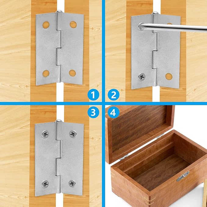 Piutouyar 6Pack Butt Hinge 2 Inch Mini Hinges 304 Stainless Steel Hinges Small Cabinet Hinges Folding Craft Hinges with Mounting Screws for Boxes Gate Drawer