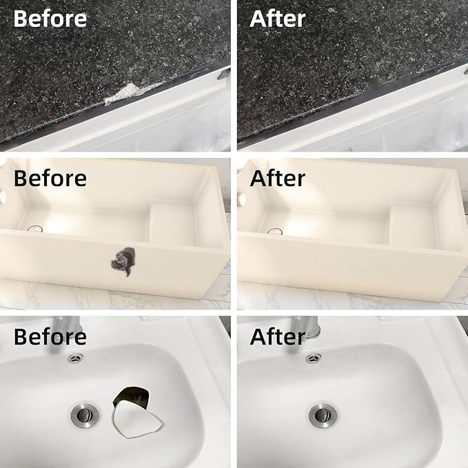Tub and Fiberglass Shower Repair Kit White, 3.7oz Porcelain Tile Repair Kit, Porcelain Sink and Acrylic Bathtub Repair Kit for Cracks Chips Dents Holes Almond/Biscuit/Bone