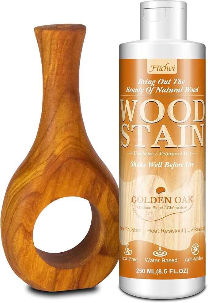 Wood Stain 8.5oz - Golden Oak | Water Based Furniture Stain & Wood Varnish for Indoor & Outdoor Wooden Furniture, Doors, Windows, Paneling, Cabinets | Low Odor Non-Toxic, Dye Fast, Multiple Finishes