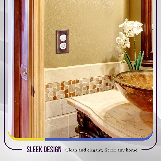 ENERLITES Duplex Receptacle Metal Wall Plate, Stainless Steel Outlet Cover, Corrosion Resistant, Standard Size 1-Gang 4.50" x 2.76", Stainless Steel 201, 7721-AC, Antique Copper