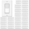 BESTTEN 100 Pack Single Pole Decorator Wall Light Switch with Wall Plate, 15A 120/277V, On/Off Rocker Paddle Interrupter for LED and Other Lamps, UL Listed, White