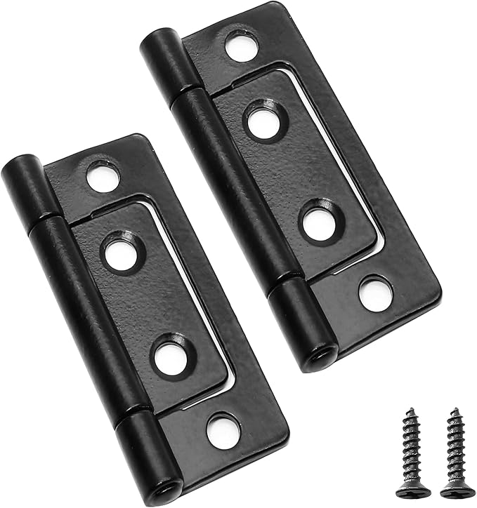 Biaungdo 12 Pack 2Inch x 1Inch Non-Mortise Door Hinge, Cabinet Vintage Furniture Hardware Antique Door Hinge for Wooden Cases, Cabinets, Gift Boxes, Tool Box, Jewelry Boxes (Black)