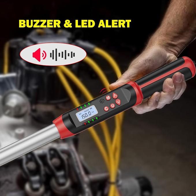 VANPO 3/8" & 1/2" Digital Torque Wrench Set, 3.1-62.7Ft.lb+14.7-295Ft.lb | 4.2-85Nm+20-400Nm, ±2% Accuracy, Preset Value, Buzzer & LED Indicator, Data Storage, for Car, Motorcycle, Truck, RV & Towing