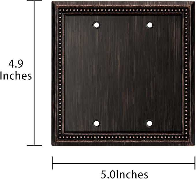 Henne Bery Sunken Pearls Heavy Duty Decorative Wall Plate Switch Plate Outlet Cover (Double Blank, Aged Bronze)