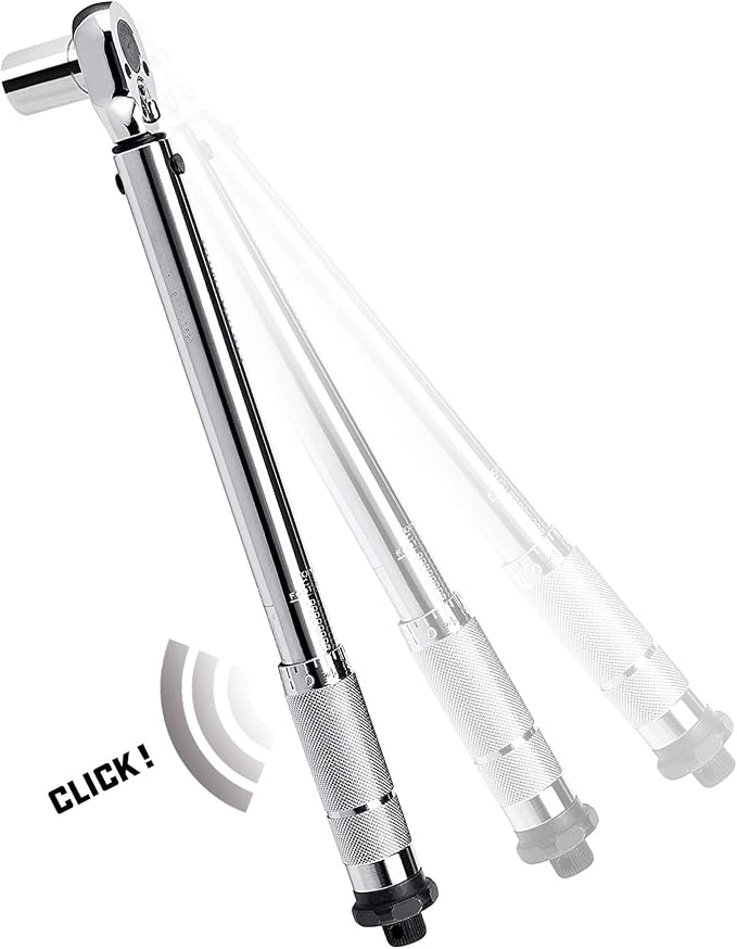 Powerbuilt 3/8-Inch Micrometer Torque Wrench, 5-80 Foot/Pounds and 0.7-11.2 Meter/Kilograms, Reversible Ratchet Clicks, Lockable - 644998