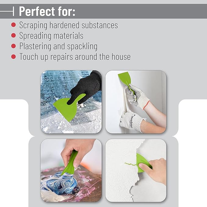 Bates Plastic Putty Knife Set, 6 Pack - Green, Paint Scraper, Spackle Tool, Spreader