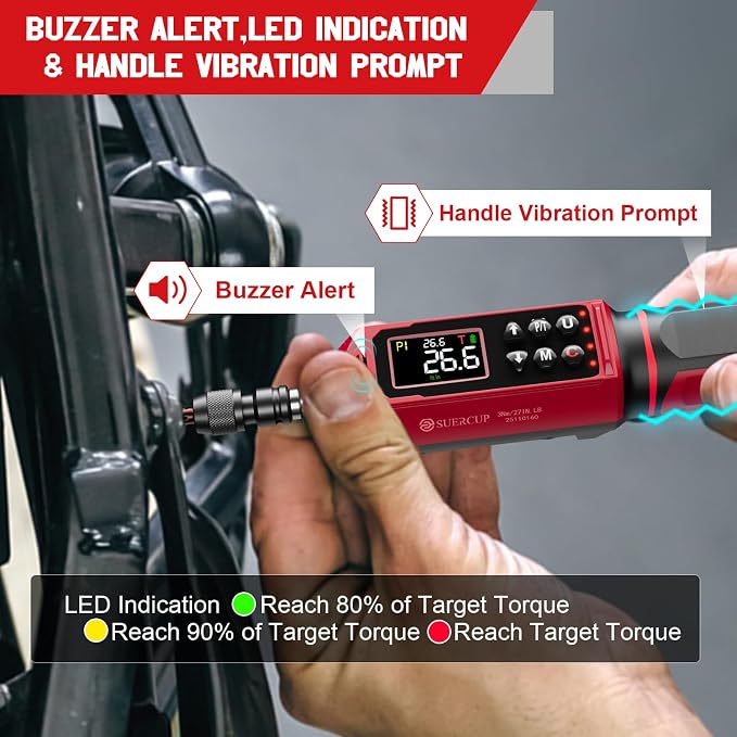 1/4" Digital Torque Screwdriver, 0.4-26.6in-lbs, for Precision | 0.045-3Nm Digital Screwdriver Set with Vibration, Buzzer & LED Alert, 9 Preset Mode 5 Units for Gunsmithing, Scope Mounting