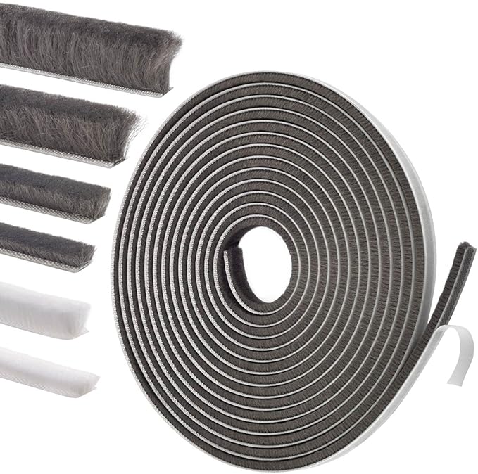 Self-Adhesive Weather Stripping Seal for Doors & Windows – Soundproof Insulation Gap Filler for Sliding, Exterior, Front, and Jamb Frames – 0.2" x 0.35" x 33 ft, Gray