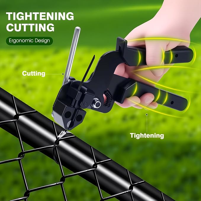 Stainless Steel Cable Tie Gun & 100pcs 12in Black Metal Zip Ties | Self-Locking, UV & Corrosion Resistant Stainless Steel Zip Ties for fence repair, Exhaust Wrap, Chicken Coop, Pipe, Farm Use