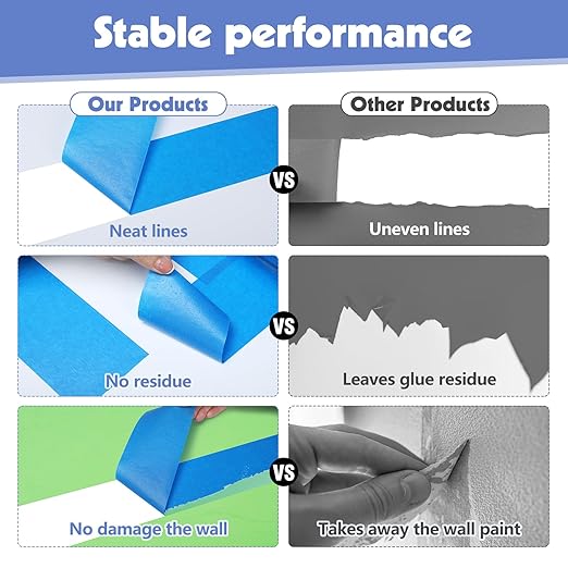 30Rolls Blue Painters Tape 1 Inch Wide 0.94In x 1650 Total Yards Bulk Blue Masking Tape, Heat Resistant Washi Tape for Wall Painting DIY Projects, Sharp Lines