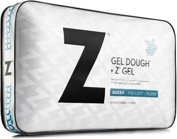 Z Gel-Infused Dough Memory Foam + Z Gel Pillow - Removable Tencel Cover - Queen - Mid Loft