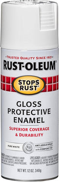 Rust-Oleum 250702 Stops Rust Spray Paint, 12 oz, Gloss Pure White