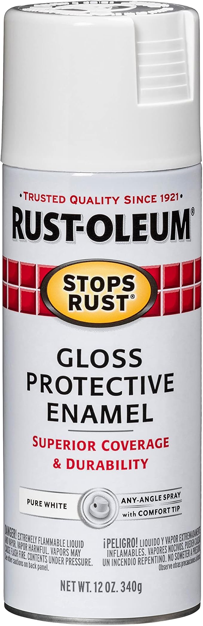 Rust-Oleum 250702 Stops Rust Spray Paint, 12 oz, Gloss Pure White