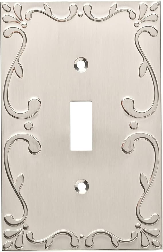 Franklin Brass Classic Lace (1-Pack) Decorative Light Switch Cover Brushed Nickel 1-Gang Wall Plate Switch/Toggle Plate Guards Electrical Outlet Covers W35070-SN-C