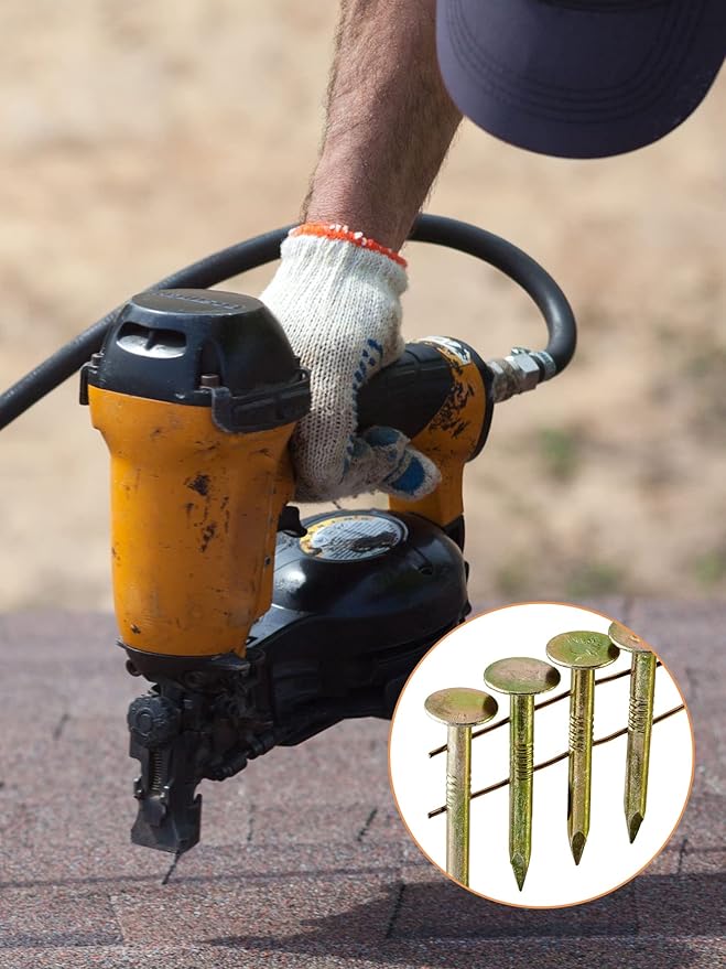 3600 Count Coil Roofing Nails 1in 1-1/4in 15 Degree Coil Roofing Nails Galvanized Stainless Steel Siding Nails with Smooth Ring Shank for Roof Lathing Sheathing Material(1-1/4 -inch x .120 Inch)