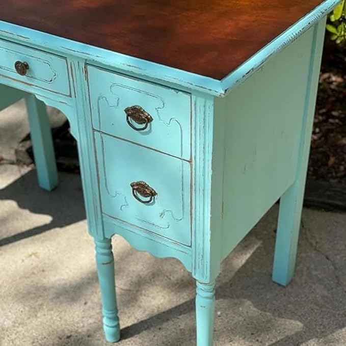 Chalky Chicks All-in-One Chalk Paint for Furniture or Cabinet - 8 Fl Oz - Matte Finish Rain Drop (Light Blue) for Metal, Wood Furniture Paint - No Sanding All-in-One for Home Decor & Crafts, USA Made