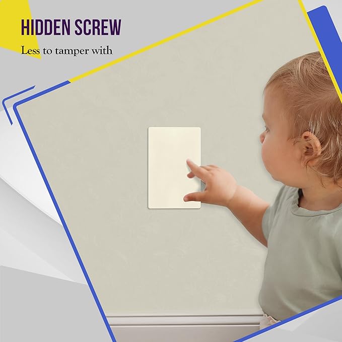 ENERLITES Screwless Blank Wall Plate, Child Safe Blank Device Outlet Cover, Standard Size, 1-Gang 4.68" x 2.93", Polycarbonate Thermoplastic, UL Listed, SI8801-LA-5PCS, Glossy, Light Almond, 5 Pack
