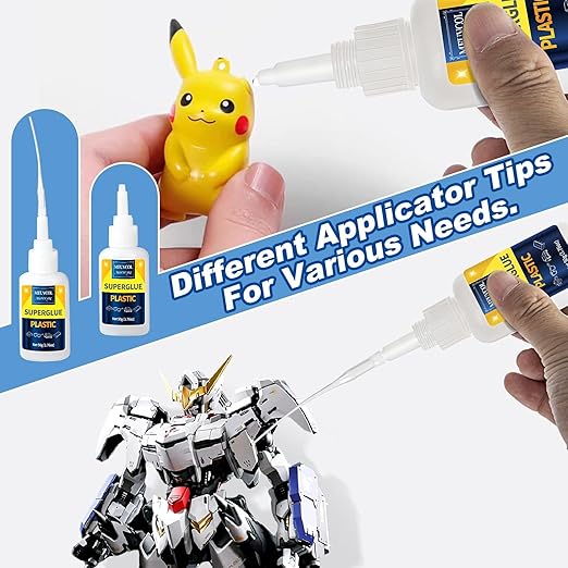 Plastic Glue 100g for Model, 3D Printing Repair, Legos & Miniatures, Fast-Setting Heavy Duty Plastic Adhesive for PLA, ABS, PVC, Acrylic, Car, Includes 6 Precision Micro-Tips, Super Glue for Plastic